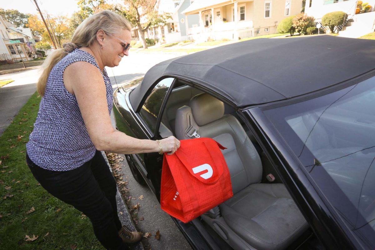 Grubhub driver Pam Bennett on October 21, 2021 in Springfield. Photo by Angela Rowlings